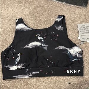 DKNY Black Heron Patterned Sports Bra